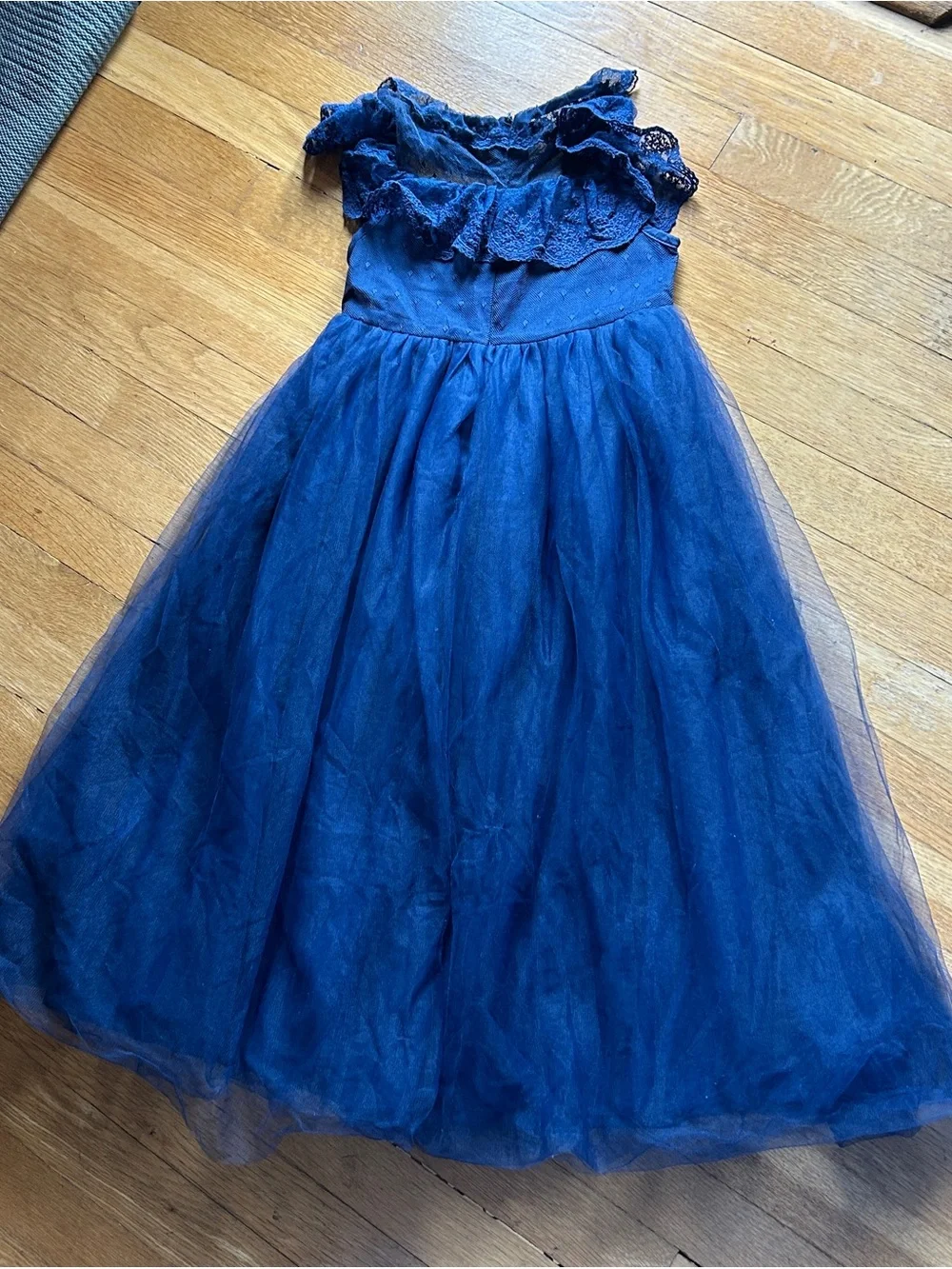 Blue Lace & Tulle Girls Formal Dress